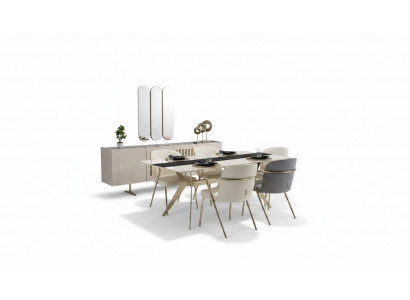 Luxuriéist Iesszëmmer Set Iessdësch + 6x Still + Sideboard mat Spigel