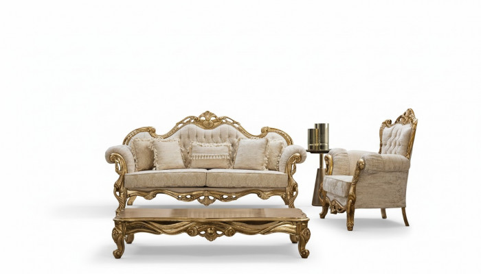 Sofa Set 3-Sëtzer Sofaen mat Dësch Designer Sofaen Wunnzëmmer Designer Miwwelen