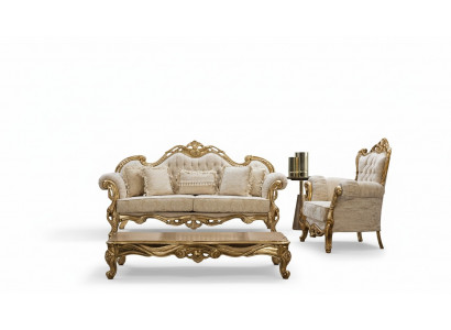 Sofa Set 3-Sëtzer Sofaen mat Dësch Designer Sofaen Wunnzëmmer Designer Miwwelen