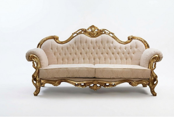 Sofa 3 Sëtz Stoff Dräisëtzer Sofae Luxus Wunnzëmmer Chesterfield Barock