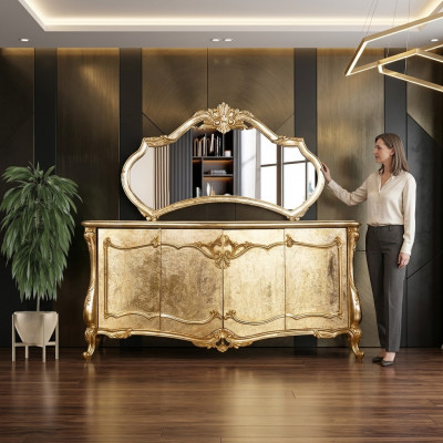 Anrichte Spigel Luxus Kommode Garnitur Miwwel Kommoden Anrichten Gold