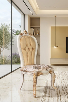 Fauteuil Barock Stillen Sëtz Polster Miwwelen Klassesch Stull Holz Samt
