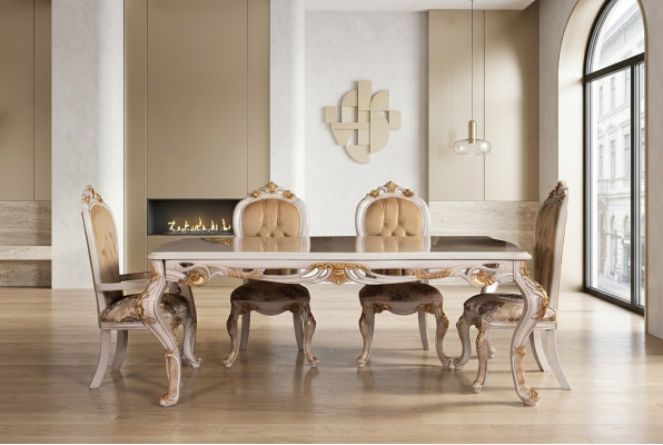 Iessdësch Garnitur Grupp Iesszëmmer Dësch Stull Set 4x Stull Holz 5 Stéck
