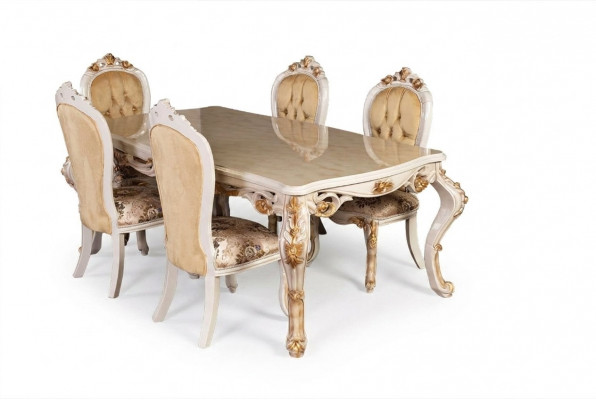 Beige klassesch Iesszëmmermiwwel Designer Iessdësch mat Chesterfield Polsterstillen