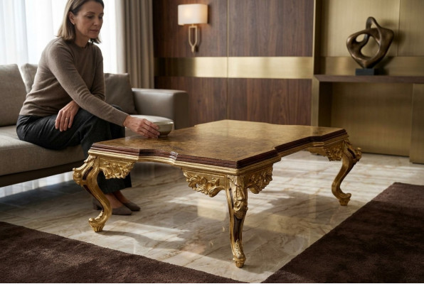 Barock Couchtisch Holz Dëscher Miwwelen Ariichtung Wunnzëmmer Klassesch