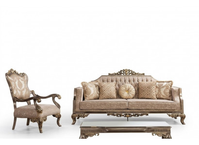 Chesterfield Sofagarnitur mat Couchtisch Sofa Set Polstersmöbel 5-Deeler.