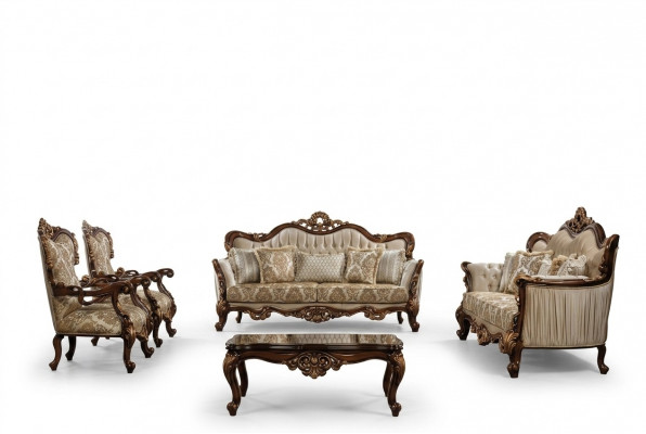 Chesterfield Sofagarnitur Couch Set mat Couchtisch Sofa Polster 5 Deeler.