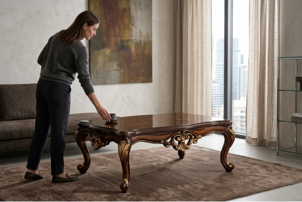 Holz Dësch Niewendësch Miwwelen Luxus Coffeendësch Brong Coffeendëscher Wunnzëmmer