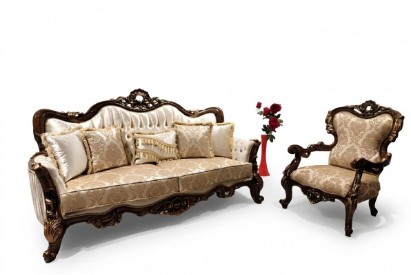 Klassesch Sofa-Set Wunnzëmmer Couch Miwwelen Ariichtung 3+1 Sëtz
