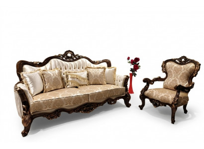 Klassesch Sofa-Set Wunnzëmmer Couch Miwwelen Ariichtung 3+1 Sëtz