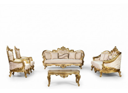 Golde Sofagarnitur Couch Set 5tlg mat Salontafel Chesterfield Barock