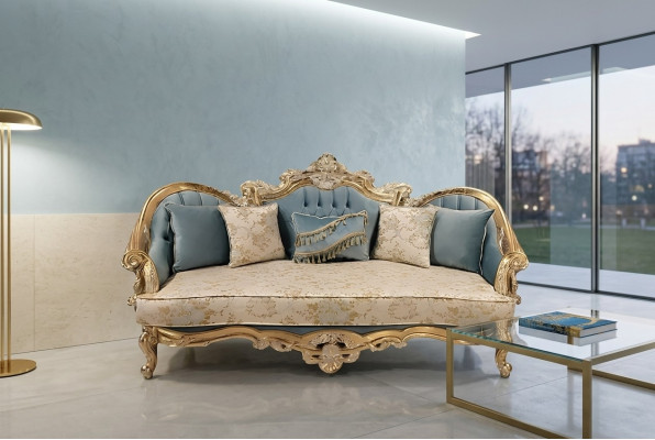 Klassesch Dräisëtzer Barock Couch Ariichtung 3er Franséisch Miwwelen