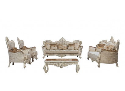 Sofagarnitur Canapé Set Barock Rokoko Stil 4 Stéck mat Couchtisch Miwwelen