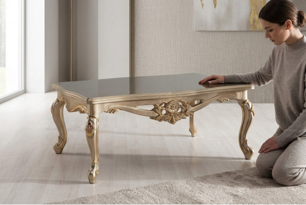 Couchtisch Dësch Miwwelen Ariichtung 120x80 Dëscher Holz Barock Rokoko