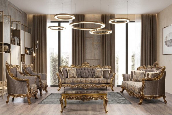 Luxus Sofagarnitur Klassesch Canapé Sofa Polster Miwwelen Set Komplett 5 Deeler