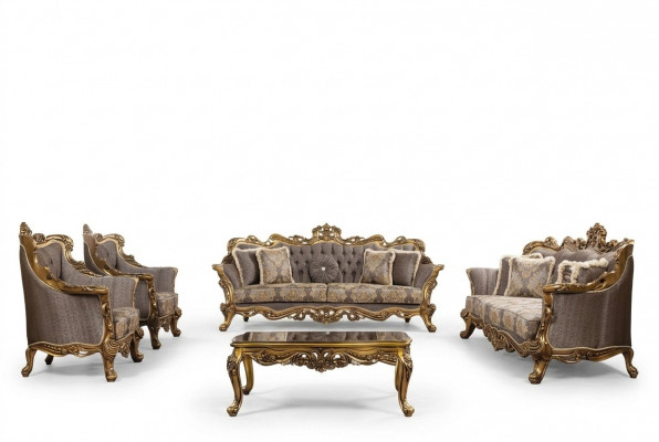 Luxus Sofagarnitur Klassesch Canapé Sofa Polster Miwwelen Set Komplett 5 Deeler