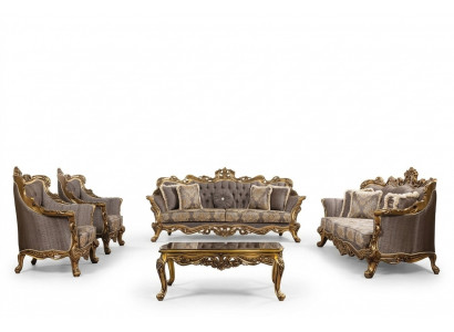 Luxus Sofagarnitur Klassesch Canapé Sofa Polster Miwwelen Set Komplett 5 Deeler