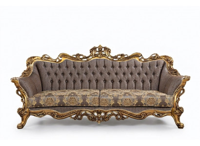 Klassesch Chesterfield Couch Dräisëtzer Gëllene Kader Canapéen Sofen