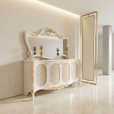 Luxe Miwwelen Wunnzëmmer Sideboard Mat Spigeldesign Konsol Sideboard Holz
