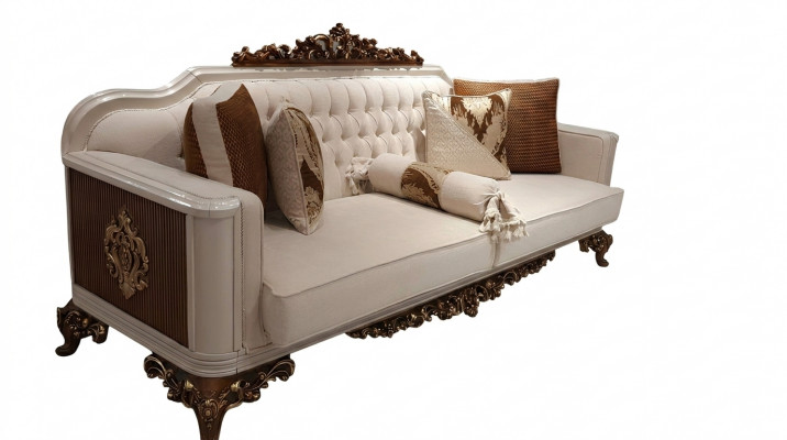Dreiplazegen Chesterfield Barock Canapé Miwwel Sofa Cocuchen Stoff Gold