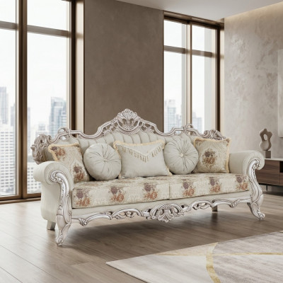 Luxus dräisëtzer Canapé Polstermiwwele Samt Barock Rokoko 3-Sëtz Sofa