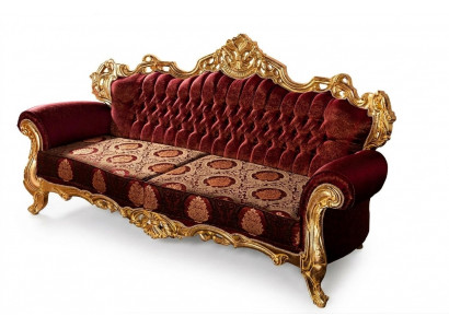 Luxus dräisëtzeger Canapé Polster Miwwelen Samt Barock Rout 3 Sëtz Sofa Nei