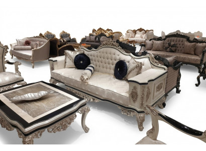 Chesterfield Sofa Couch 3-Sëtz Couchen Polster Miwwelen Dräisëtzer Wäiss Nei