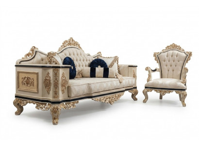 Chesterfield Sofa Garnitur Set 3+1 Luxus 2 Deeler Stoff Sofa Wunnzëmmer