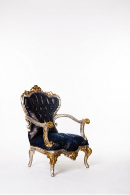 Luxus Still Klassesch Thron Still Fauteuil Barock Samett Blo Gëllen