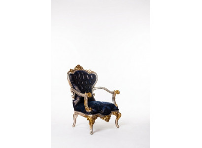 Luxus Still Klassesch Thron Still Fauteuil Barock Samett Blo Gëllen