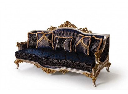Samt Barock Dräisëtzer Couch Gëllene Kader Sofa Couche Miwwelen Nei