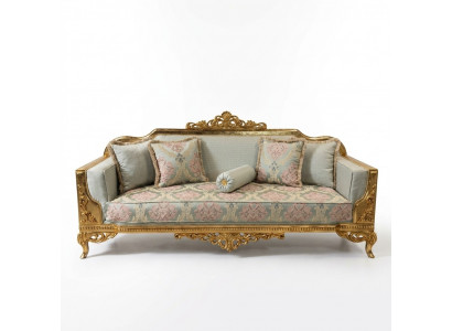 Klassesche dräisëtzeger Canapé Barock Beige 3er Sofa Canapéën Miwwelen Sofas