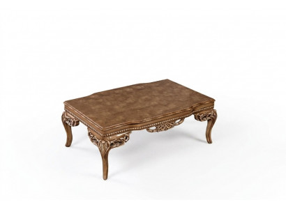 Fir Wunnzëmmer Art Deco Couchdësch aus Holz hell Faarf geschnëtzte Been Nei