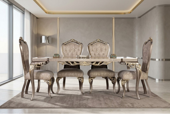 Brong Chesterfield Luxus Still Designer Iessdësch Exklusiv Iesszëmmer Miwwelen