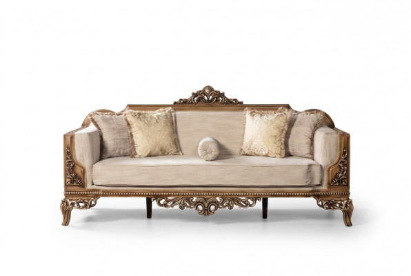 Modern Dräisëtzer Couch Polster Miwwelen Sofa Barock Rokoko Sofasen Couchen Samt.