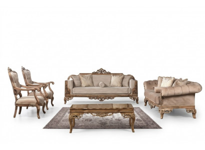 Barock Wunnzëmmer Miwwel Set Couch Sofa Polstersëtzung Dësch 5 Stéck.
