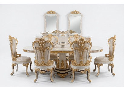 Luxus Canapé Miwwel Iessdësch Barock Iessensemble Grupp Dësch + 6x Stull