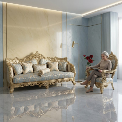Luxus Miwwelen Sofagarnitur 2tlg. Klassesch Miwwelen Sofa Couch Garnituren
