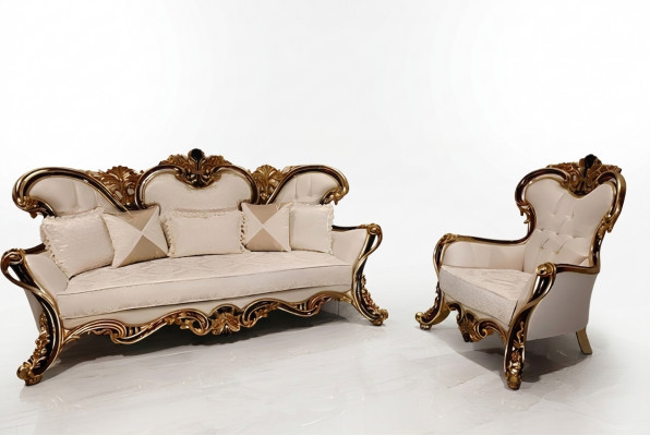 Soffagassett Klassesch Barock Rokoko 3+1 Sëtzer Couches Miwwelen Komplett