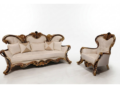 Soffagassett Klassesch Barock Rokoko 3+1 Sëtzer Couches Miwwelen Komplett