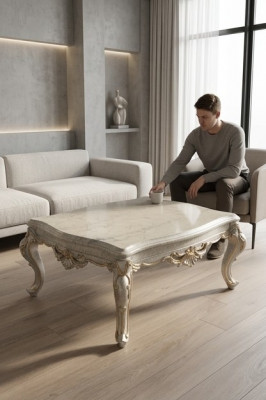 Marmor Couchdësch Design Dëscher Wunnzëmmer Dësch Couchdëscher Holz Miwwelen