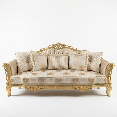 Chesterfield Sofa Barock Canapé Holz Samt Dräisitzer Klassesch Sofas Miwwelen