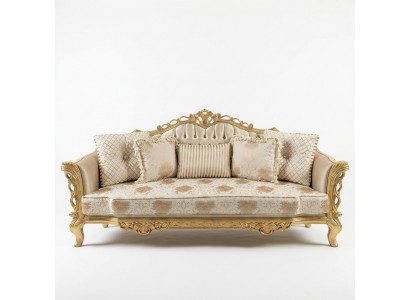 Chesterfield Sofa Barock Canapé Holz Samt Dräisitzer Klassesch Sofas Miwwelen