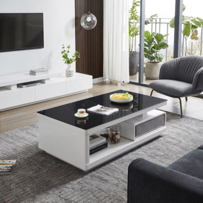 Luxus Canapé Dësch Ablagendësch Bäistelltësch Glastësch Modern Miwwel Design
