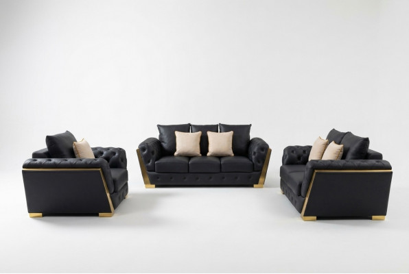 Chesterfield 3+2+1 Sofa-Garnitur Couch Miwwel Sofa Sofaen Set 3-tlg
