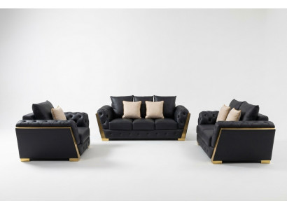 Chesterfield 3+2+1 Sofa-Garnitur Couch Miwwel Sofa Sofaen Set 3-tlg