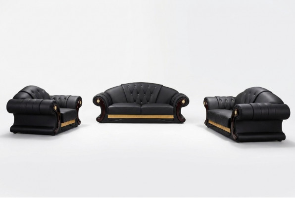 Ledersofa 3-Deeler Set Garnitur Sofa Couchgrupp Garnituren Wunnzëmmer