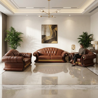 Brong Chesterfield Lieder Sofa Couch Set 3+2+1 Gruppe