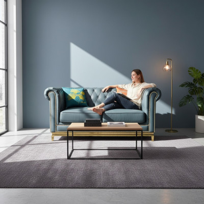 Chesterfield Zwësëtzercouch Design Miwwelen Ariichtung Klassesch Sofaen