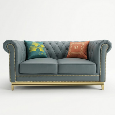 Chesterfield Zwësëtzercouch Design Miwwelen Ariichtung Klassesch Sofaen